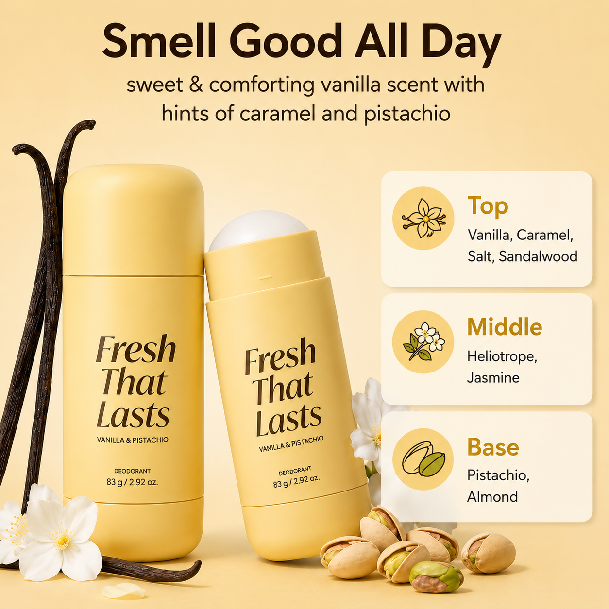 ✨Stezrock® Vanilla Pistachio Brightening Deodorant — Smooth skin Underarms in Just Weeks 💛 ✨