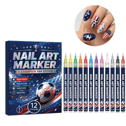 World Cup Fan Nail Art Pens – 12 Quick-Dry Colors for Game Day Looks & Team Spirit